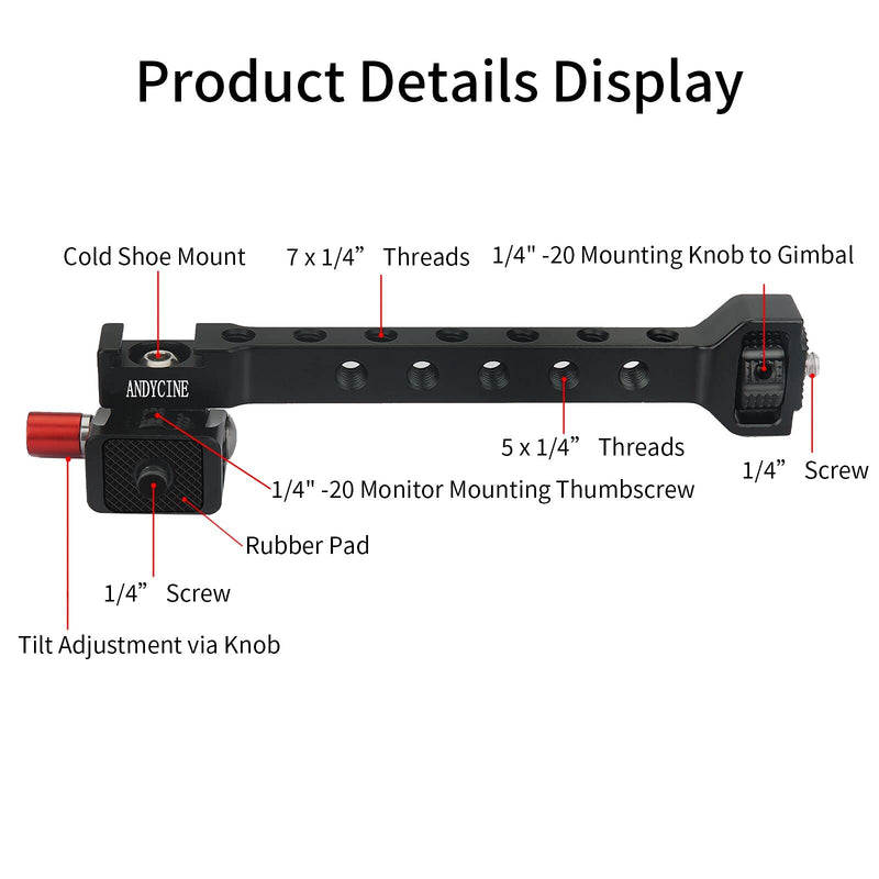 ANDYCINE Monitor Mount Rotation Adjust Extension Plate arm for DJI Roin-S/SC/RS2/RSC2,for Zhiyun Crane 3S/3/2S/2,Webill S/Lab