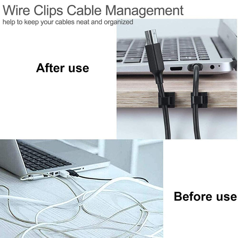 100 PACK Cable Clips with Strong Self-Adhesive Wire Holder Wire Organizer for Car Office and Home Sticky Tidy and Organise Cords and Wires Black…