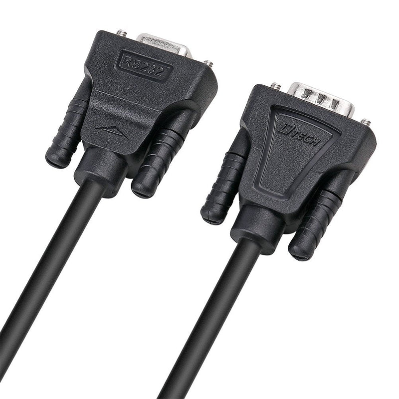 DTech DB9 RS232 Serial Cable Male to Female Extension Null Modem Cord Cross TX RX line for Data Communication (15 Feet, Black) 15ft
