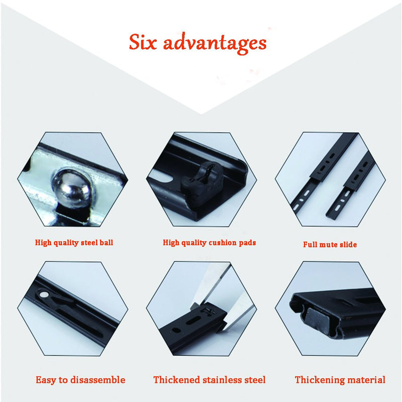 2 Pcs Black Furniture Length Ball Bearing Telescopic Drawer Slides (8 Inch) 8 Inch