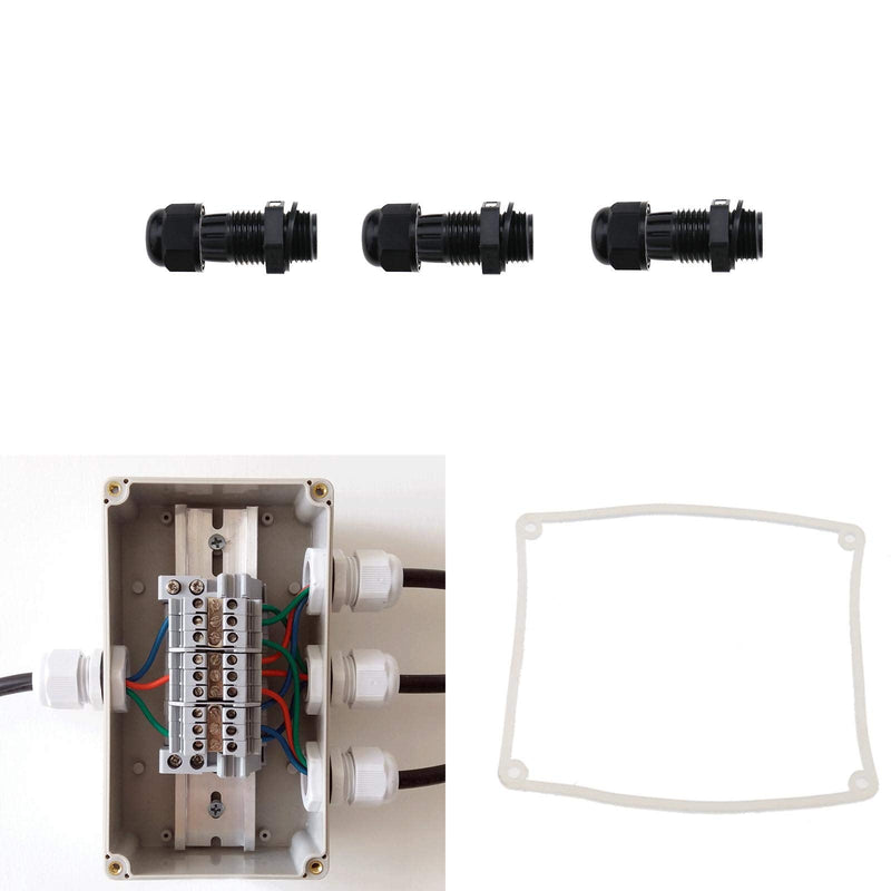 Creative-Idea Black 4 Way Electrical Junction Box Set with Installation Accessories Underground Waterproof CE