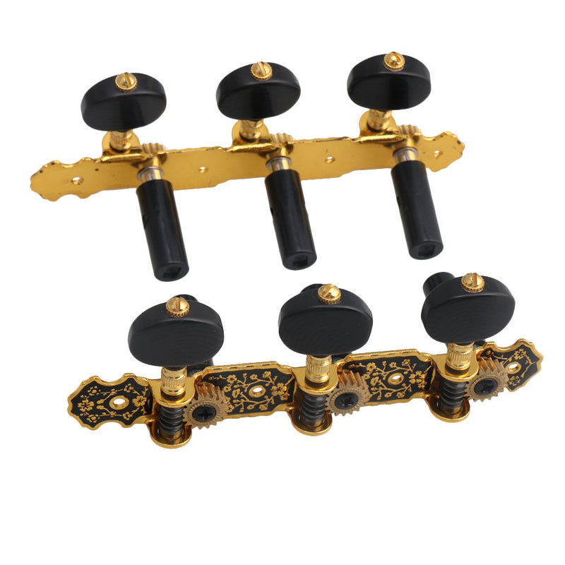 lovermusic Lovermusic Black Gold 1 Left 1 Right Classical Guitar-String Tuning Pegs Tuners Machine Heads Ratio 1:18