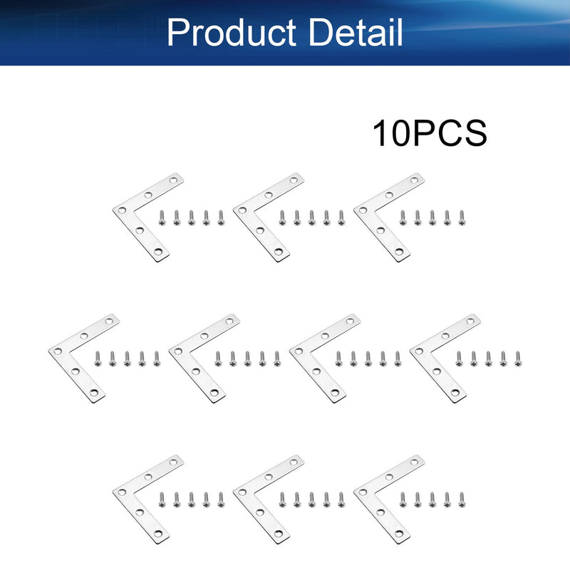 Heyiarbeit 10PCS L-Shaped Right Angle Bracket (L x W) Stainless Steel Right Angle Bracket Fastener Silver