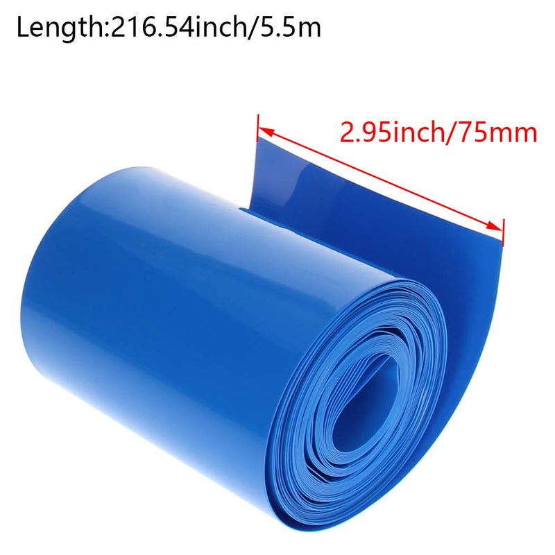 [AUSTRALIA] - Othmro 1Pcs 18.04Ft Battery Heat Shrink Tubing Kit, 2.95inch Flattening Width Insulation PVC Heat Shrink Tube, Shrink Wrap Tubing Industrial Tubing for 18650 Battery Pack Power Blue Flattening width: 75mm,length: 5.5m 