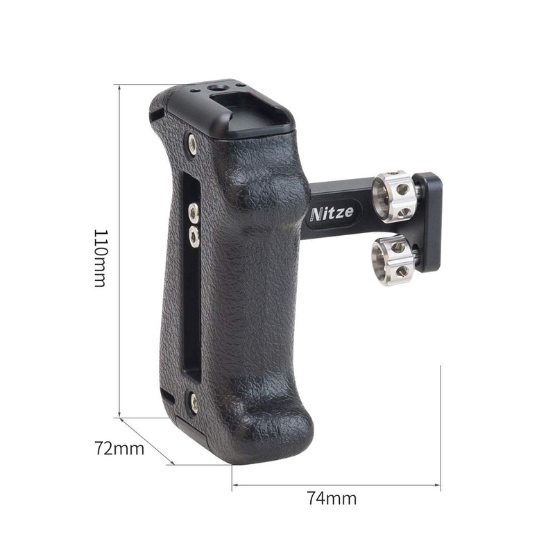 Nitze Adjustable Plastic Side Handle Grip Universal Camera Cage Handle with Cold Shoe Mount for Camera Cage Shoulder Mount Support - PA22-E