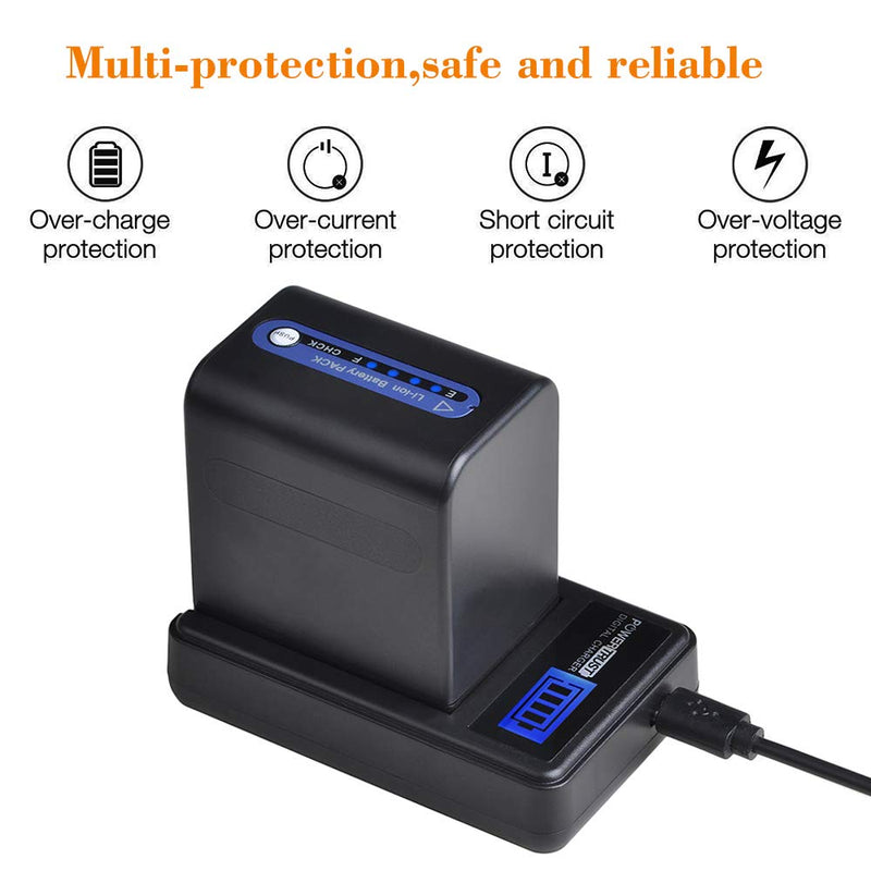 PowerTrust 1Pack 5400mAh NP-QM91D QM91D Battery and LCD USB Charger for Sony NP-QM71D NPQM91D NP-FM50 NP-QM71 NP-FM70 NP-FM90 CCD-TRV328 338 DCR-DVD300 301 DCR-HC14 DCR-PC105 330E DCR-TRV70 80 250 260
