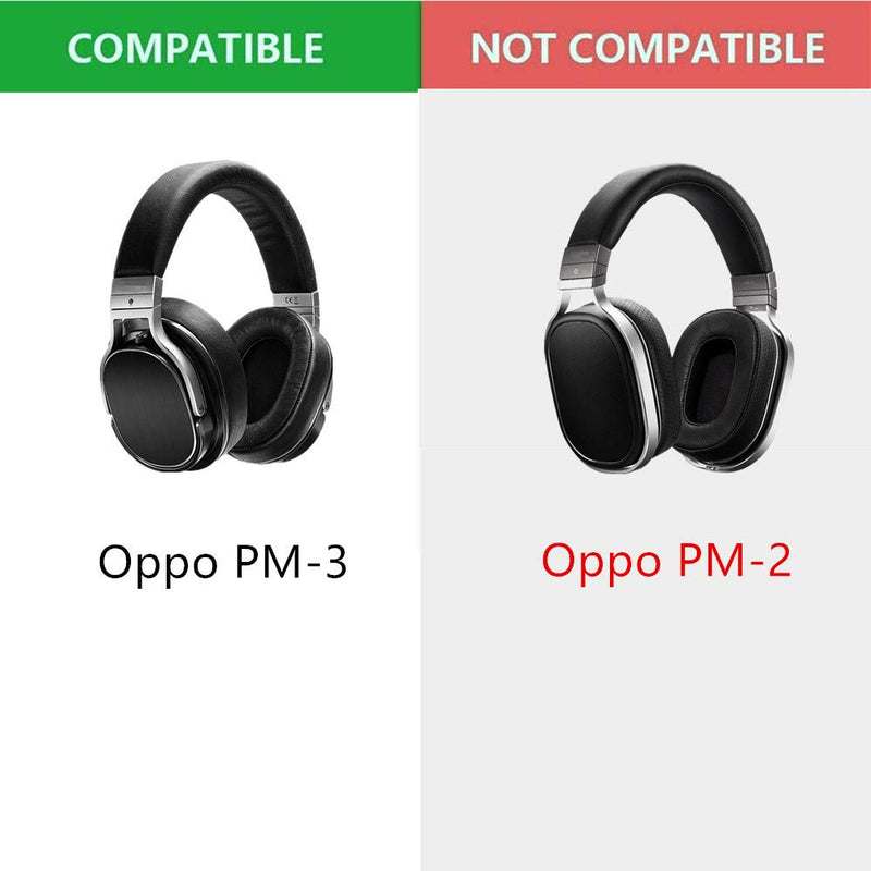 [AUSTRALIA] - Ear Pads Cushion Replacement Earpads Pillow Compatible with Oppo PM-3 PM3 PM 3 Headphones (Black Sheepskin Leather) Black Sheepskin Leather 