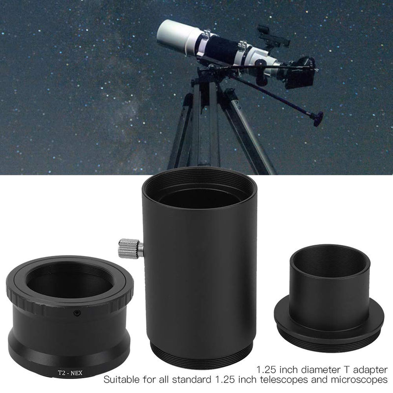 Romantic PresentBoquite Telescope, T2 T Ring Adapter Astronomical Telescope Extension Tube 1.25 Inch Black Manual Aperture Adapter Ring for T2 Mount Telescope So-ny E Mount Cam