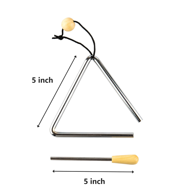 Triangle Hand Percussion with Striker,Rhythm Steel Triangles Music Instrument (5 inch) 5 inch