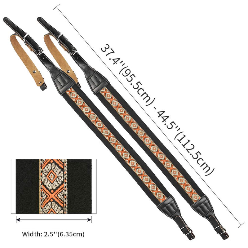 [AUSTRALIA] - Accordion Straps, Soft Padded Adjustable Accordion Genuine Leather Ends Shoulder Straps for 16-120 Bass, Set of 2 (Retro Style) Retro Style 