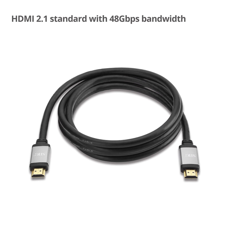 SIIG Ultra High Speed HDMI Cable - 8ft, HDMI 2.1 Cable, Supports high Resolution up to 8K@60Hz, 48Gbps, HDCP 2.2, Dynamic HDR, eARC, Gold Plated, Aluminum Housing (CB-H20Z11-S1) 8 FT