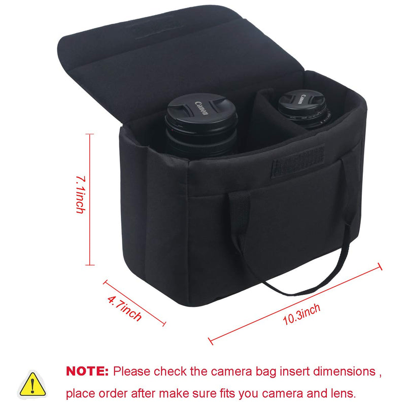 BOMKEE Camera Inserts Lens Padded Insert Liner DSLR SLR Protective Bag Camera Cube Roomy Case Waterproof Foldable Pouch for Camera Lens Accessories Sony Canon Nikon Olympus (Black) Black
