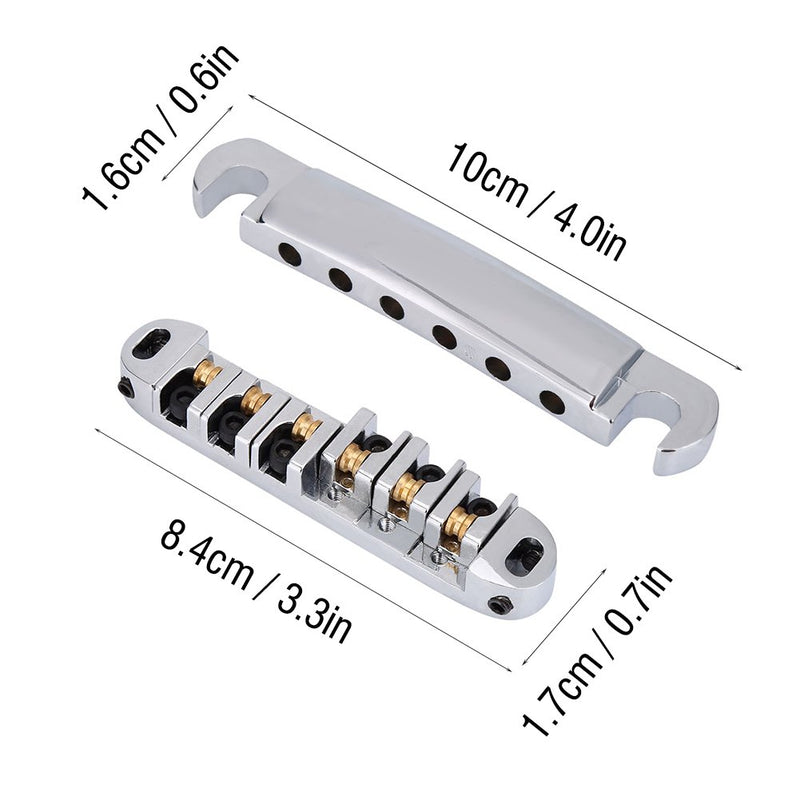 Dilwe Roller Saddle Bridge & Tailpiece Set, Replacement Part for LP Style 6-String Electric Guitar