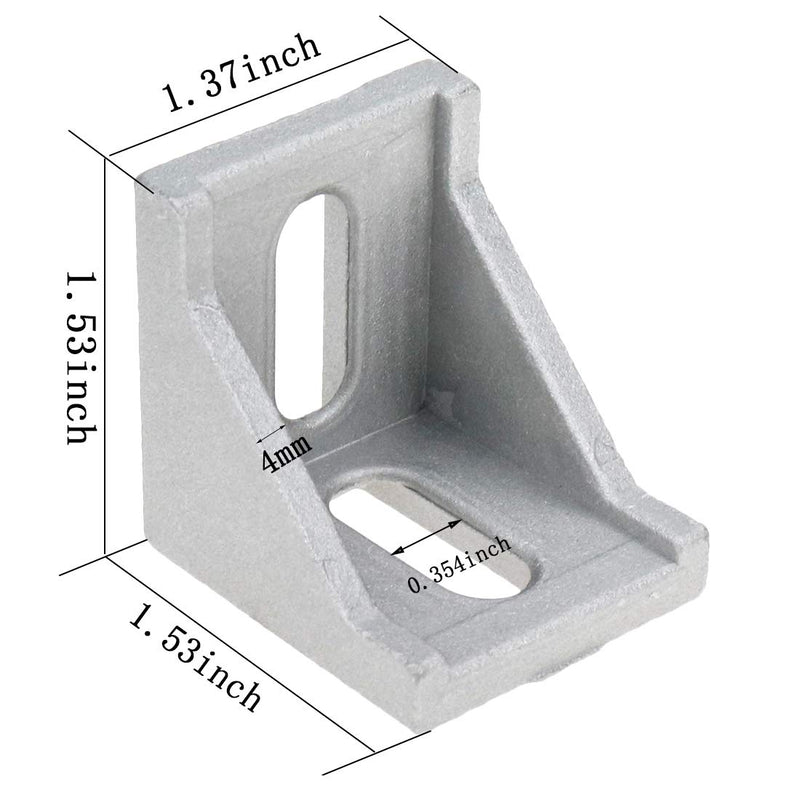 Bitray 4048 Aluminum Alloy Corner Bracket,4048 Aluminum Profile Connector Set with Slot 9mm, Triangle Right Angle Joint Brace Fastener Home Hardware - 35x39x39mm/1.37x1.53x1.53 inch - 10 Pcs