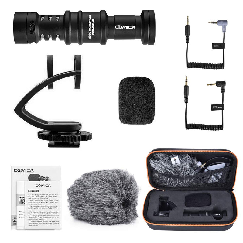 Shotgun Microphone, Comica CVM-VM10II Full Metal Cardioid Video Microphone with Carrying Case, External Microphone for Canon Nikon Sony Panasonic DSLR Cameras,iPhone Samsung Smartphones etc.