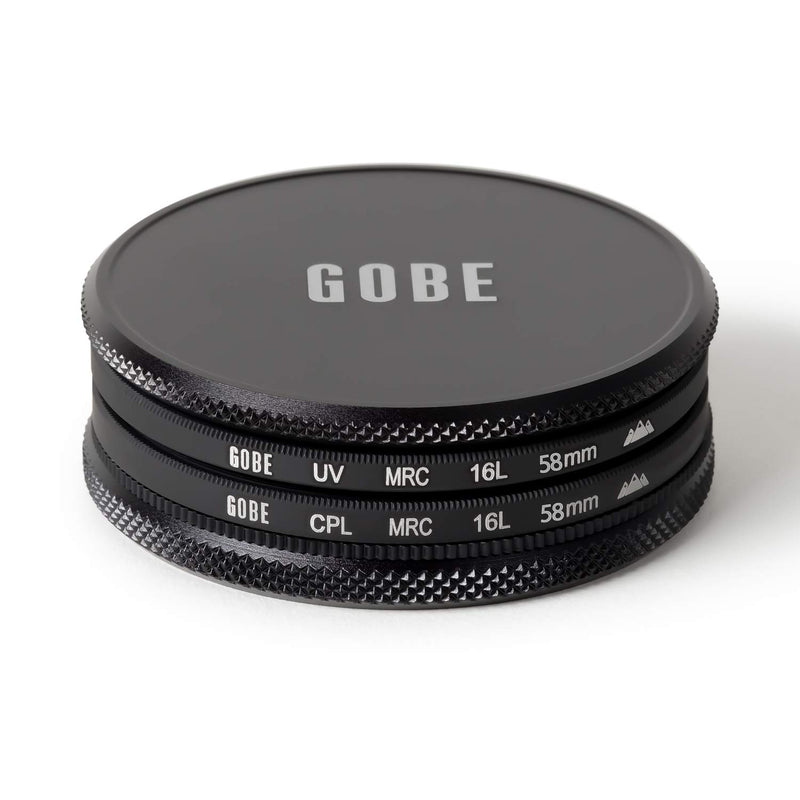 Gobe 58mm UV + Circular Polarizing (CPL) Lens Filter Kit (3Peak)
