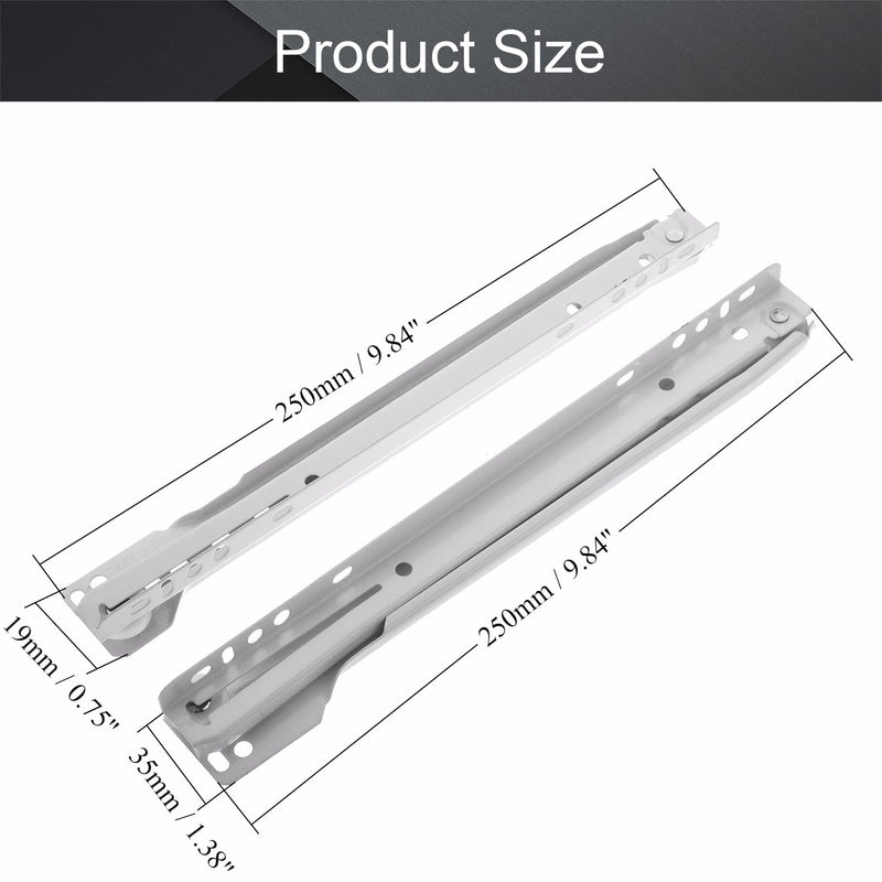 [AUSTRALIA] - MroMax 10-inch Cold Rolled Steel Keyboard Slide Glide,2 Fold Ball Bearing Slide Track Rail 2 Sections Steel Heavy Runners Ball Roller Wheel Cabinet Drawer Runner, White, 1 Pair 