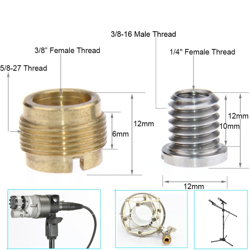 CAMVATE Microphone Mic Screw 1/4"-20 to 3/8"-16 & 3/8"-16 to 5/8"-27