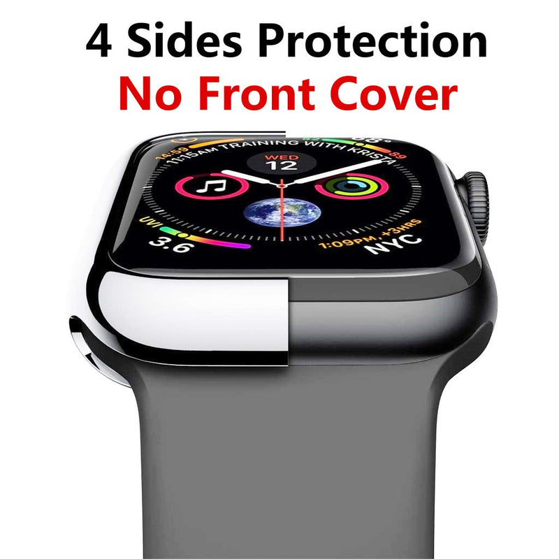 HANKN Case Compatible with Apple Watch Series 4 5 6 SE 44mm, Soft TPU Plated Shockproof Iwatch Shell Cover Bumper [No Front Screen Protector] (Silver, 44mm) Silver