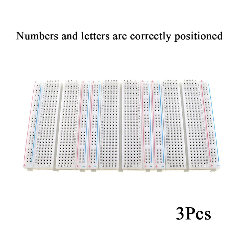 Hahiyo PCB Board Breadborad 400 Point Solderless Lay Flat Large Pitch Hole Firmly Hold Pin Snug Insert No Warp Wobble Springy Contact Point Adhesive Back for Proto Shield, 400-3Pieces
