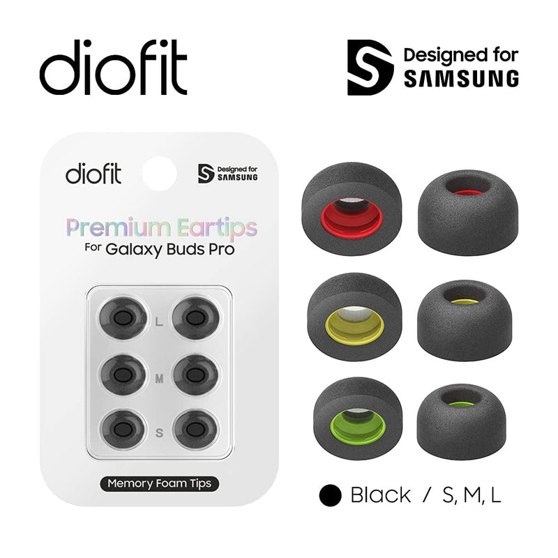 diofit Premium Designed for Samsung SML Eartips/Galaxy Buds Pro Eartips - Black SML (Foam) Mixed(SML) Foam Black