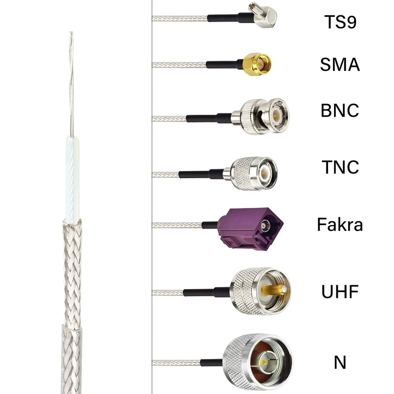 [AUSTRALIA] - XRDS -RF RG-316 Coax Cable 50 ft Thin RF Coaxial Cable Flexible Lightweight Low Loss Coax Silver-Plated Copper Teflon Jacket, White 