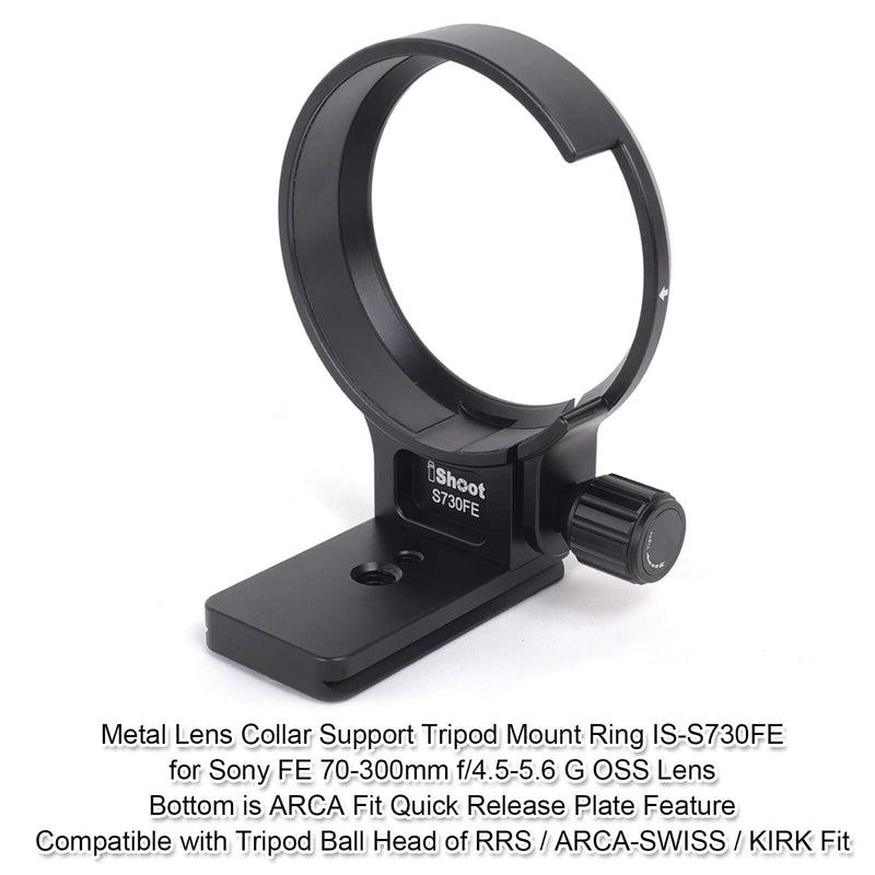 [AUSTRALIA] - iShoot Metal Lens Collar, CNC Tripod Mount Ring Support for Sony FE 70-300mm F4.5-5.6G OSS Lens, Bottom is ARCA Fit Quick Release Plate Compatible with Tripod Ball Head of ARCA-Swiss Type 