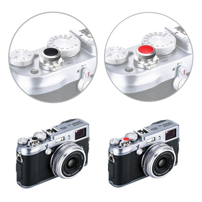 Camera Soft Release Button JJC Shutter Button for Fuji Fujifilm X-E4 X-T4 X-T3 X-T2 X-T30 X-T20 X-T10 X-PRO3 X-PRO2 X-PRO1 X100V X100F X100T X100S X-E3 for Sony RX10 IV III RX1RII RX1R RX1-2 Types Silver+Red&Black