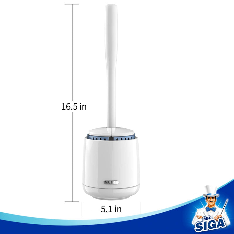[AUSTRALIA] - MR.SIGA Toilet Bowl Brush and Holder, Premium Quality, with Solid Handle and Durable Bristles for Bathroom Cleaning, White, 1 Pack 