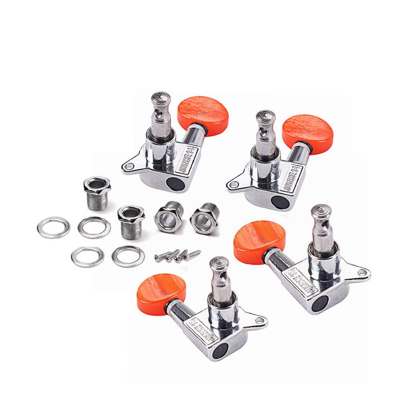 Alnicov Tuning Pegs Machine Heads 2R2L Tuners With Red Tuning Peg Button For Ukulele 4 String Guitar