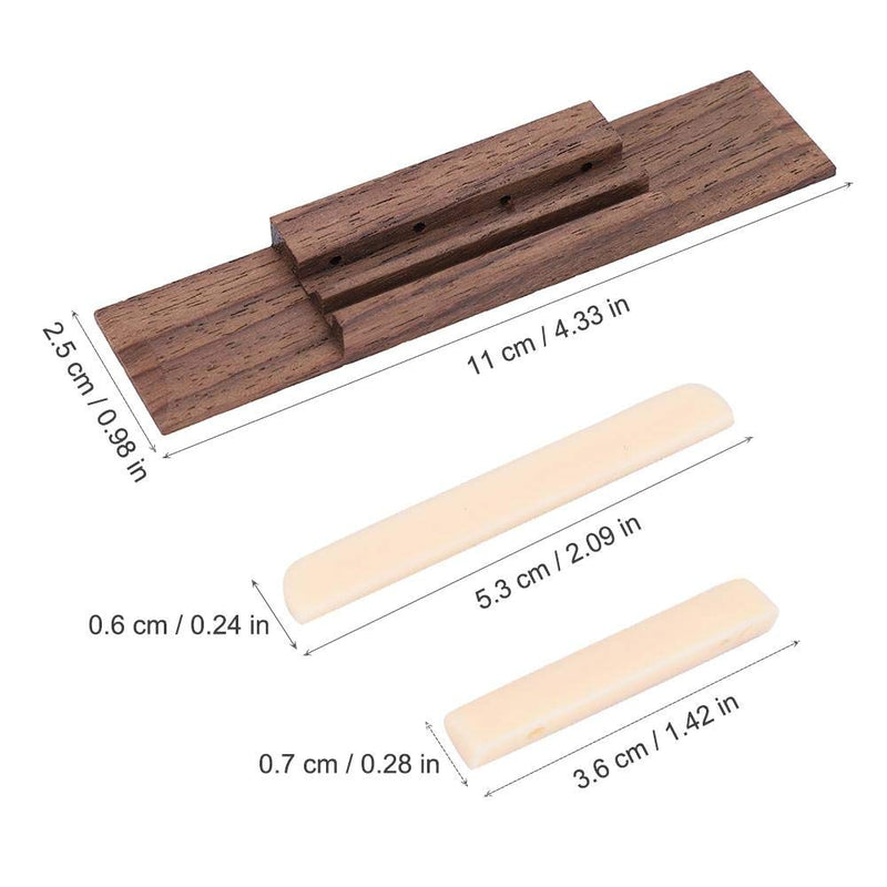 Dilwe Ukulele Bridge Nut Saddle, Rosewood Bridge Plastic Nut & Saddle for Ukulele DIY Repairing Accessory Parts