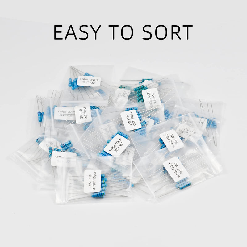 KOKISO 2W 250pcs 25 Value 0.68R-1MR Ω Ohm ±1% Tolerance 0.01 Metal Film Resistor Assorted Kit Assortment