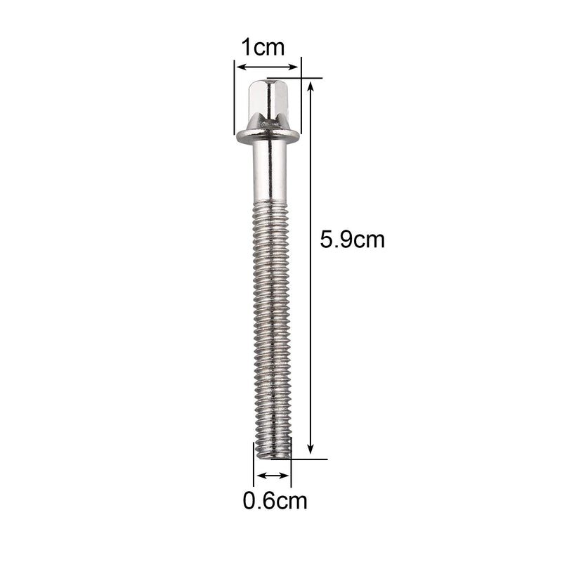 Futheda 6Pcs Metal Drum Tension Rods Drum Long Tight Screws Tension Screws Rods Bolts for Tom Snare Drum Repair Parts Percussion Replacement Accessory