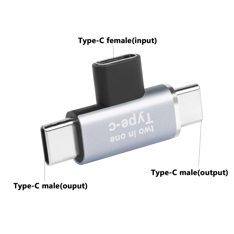 GELRHONR 2 in 1 USB C Adapter,USB Type-C Female to Dual Male Splitter Support 5V3A Fast Charging 3.1Gen1 5Gb Data Transfer for Type-C Devices-2Pack