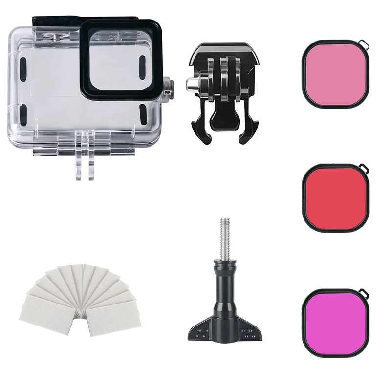 [AUSTRALIA] - FitStill Waterproof Housing for GoPro Hero 10 Black/Hero 9 Black, Protective 60m Underwater Dive Case Shell with 3 Pack Filters Gopro Hero 10/ Hero 9 Black Case + 3 Pack Filters 