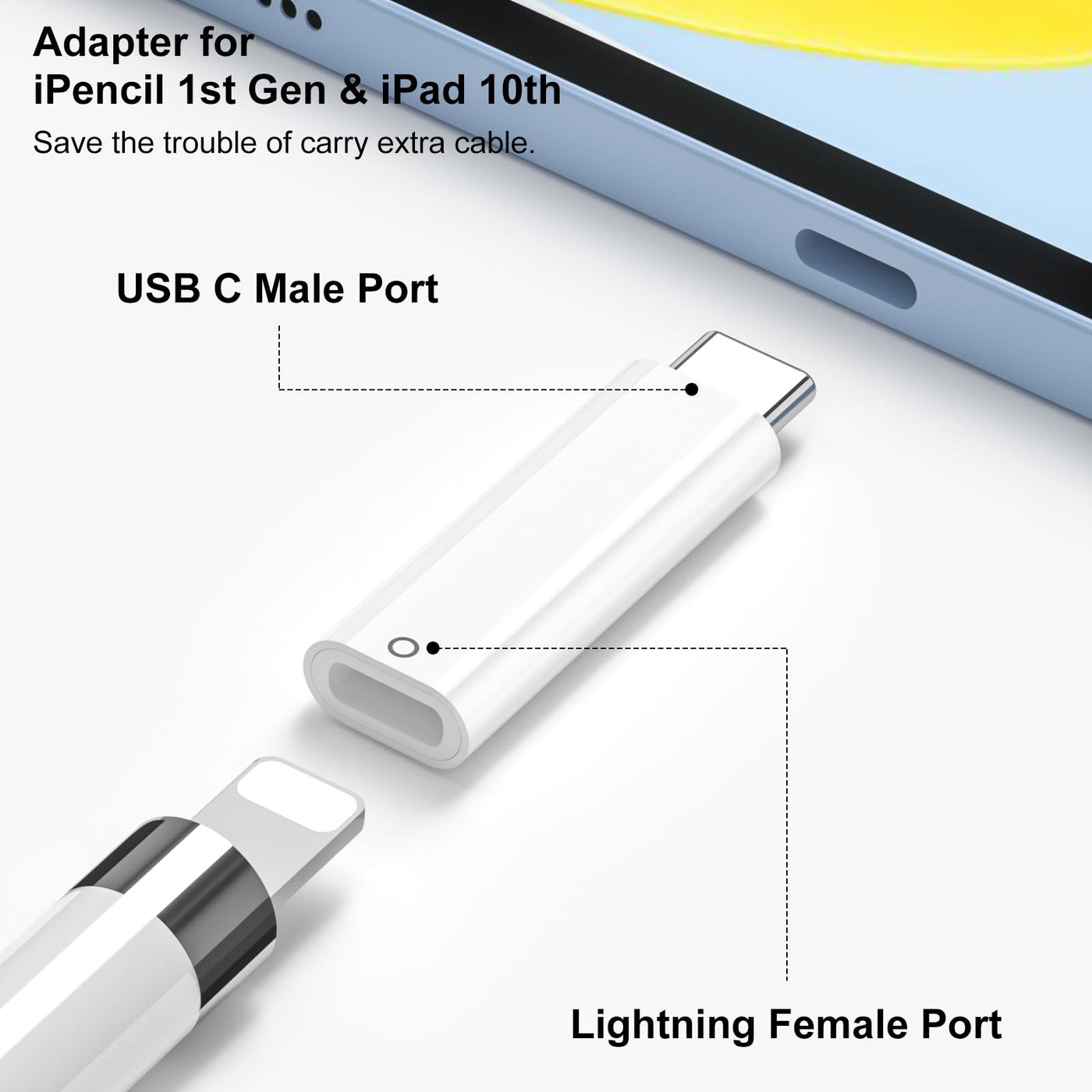 Jiunai 2 Pack Adapter Compatible with Apple Pencil Adapter Female to Female  Charging Adapters Lightning Cable Adapter for iPad Pro Apple Pencil