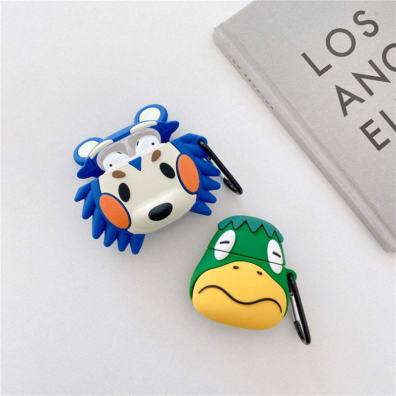 TOUBN Wireless Charging Air pods Case, 3D Cute Hedgehog Animal Design Earphone Skin, Soft Silicone Shockproof Waterproof Cover Compatible for Airpods 1/2, Creative Protector with Keychain Airpods 1, 2