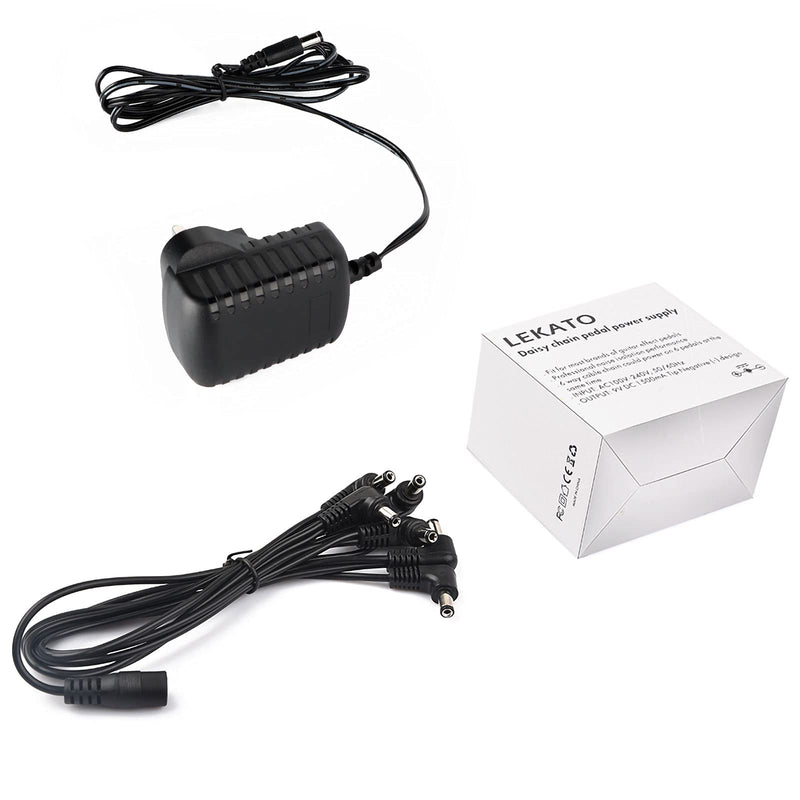 LEKATO 9V DC 1A Tip Negative 5 Way Daisy Chain Cable Power Supply Adapter for s for Effect looper Pedal