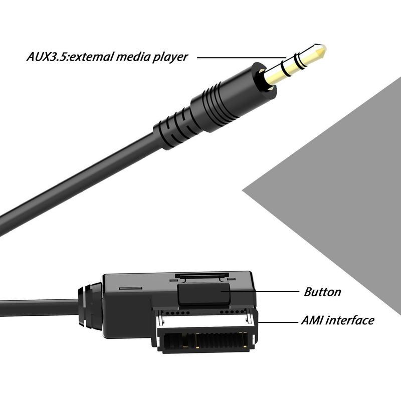 CHELINK Music Interface AMI MMI AUX 3.5mm Jack Aux-in MP3 Adapter Cable for Audi A3/A4/A5/A6/A8/Q5/Q7/R8/TT,vw J-etta GTI GLI J-etta P-assat Cc Ti-guan T-ouareg EOS Golf Mk 6, etc. (Audi 2 M) AUDI 2 M