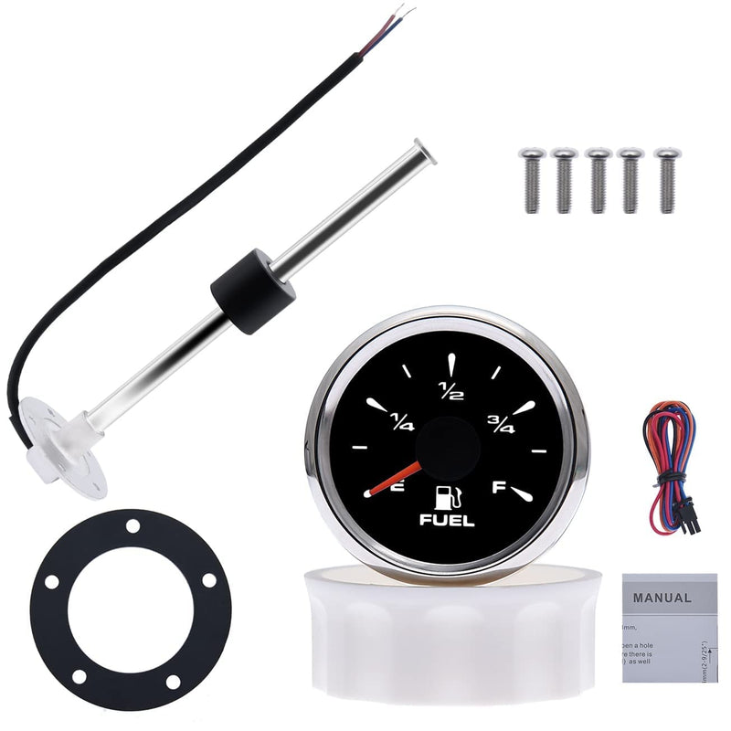 KAOLALI Fuel Sending Unit 240~33ohm 10''(250mm) Marine Fuel Gas Tank Sender + 52mm Digital Motorcycle Fuel Meter 0~190 ohm 240~33ohm