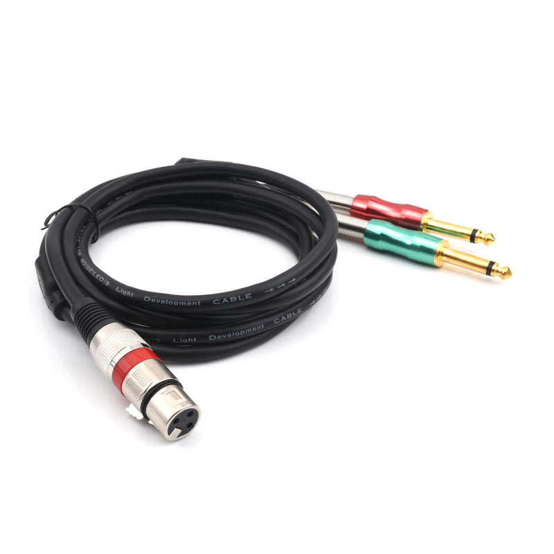 SiYear- 10FT XLR Female 3Pin to 6.35mm 1/4 inch Mono male Audio Y Splitter Cable, Dual 6.35mm 1/4" Male to XLR Female Stereo microphone Audio Converter Adapter Cable(3m)