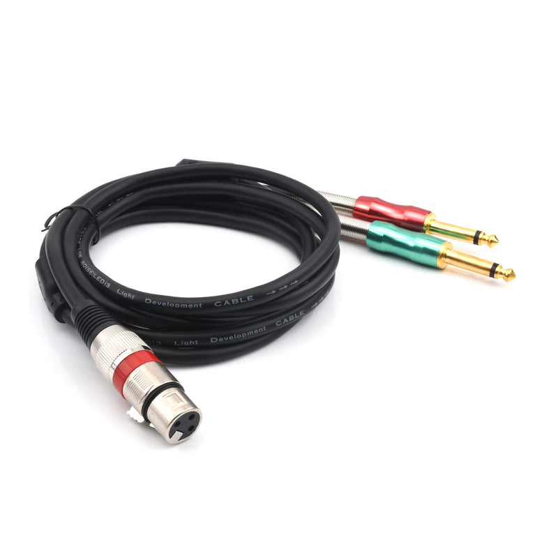 SiYear- 6.6FT XLR Female 3Pin to 6.35mm 1/4 inch Mono Male Audio Y Splitter Cable, Dual 6.35mm 1/4" Male to XLR Female Stereo Microphone Audio Converter Adapter Cable(2m) XLRF-2X6.35-2M