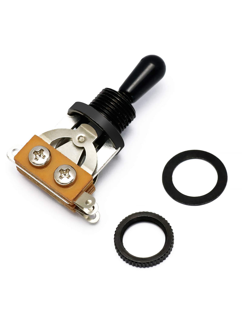 Metallor Guitar Toggle Switch Pickup Selector Switch 3 Way Short Straight with Black Tip Knob Compatible with Les Paul LP Style Electric Guitar Parts Replacement.