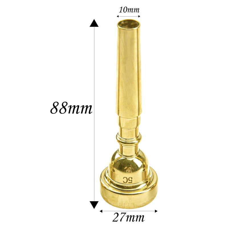 4Pcs Yootones Trumpet Mouthpiece (3C 5C 7C) with Trumpet Mute Silencer Compatible with Yamaha Bach Conn King Trumpet Replacement Musical Instruments Accessories (Gold) Gold