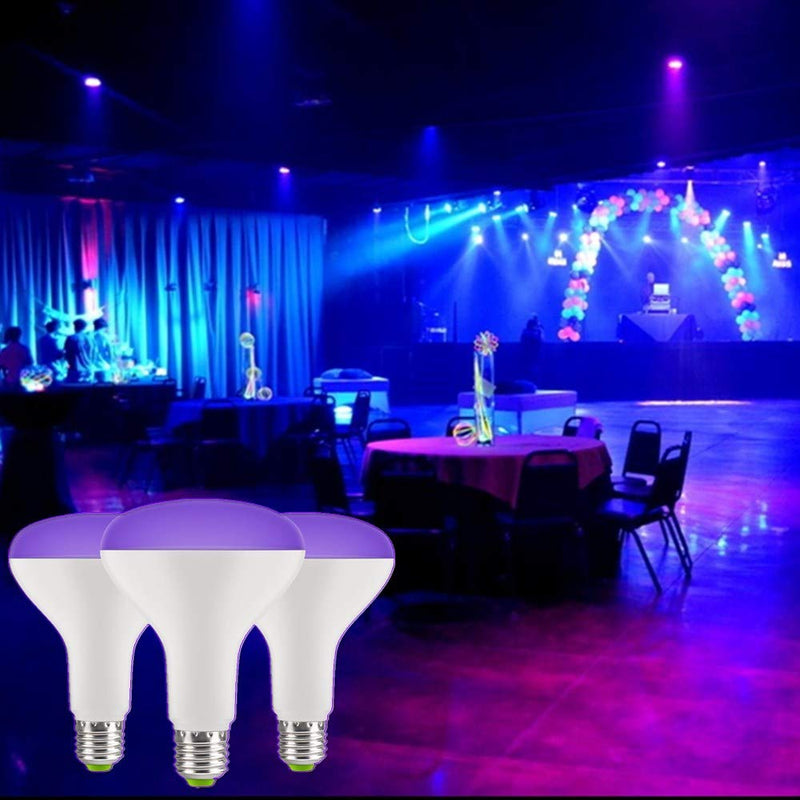 [AUSTRALIA] - Sunmerit 3 Pack 15W UV LED Black Light Bulb, BR30, UVA 385-400nm, Ultraviolet Fluorescent Lamp for Body Paints Neon Glow Posters 