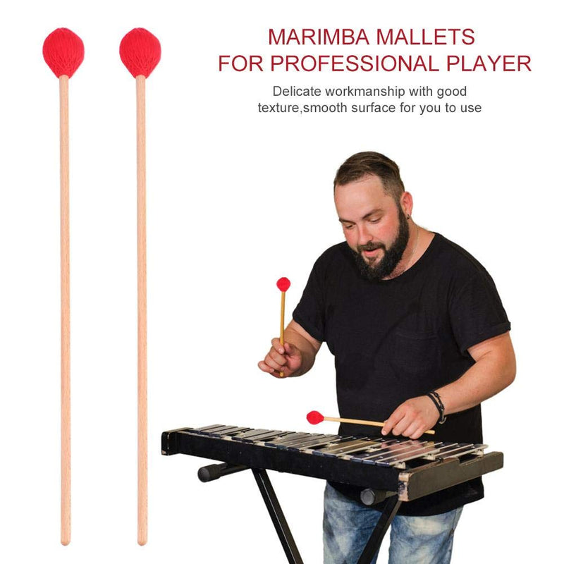 Alomejor Marimba Hammer 1 Pair Smooth Keyboard Marimba Stick with Wooden Handle and Yarn Head for Percussion