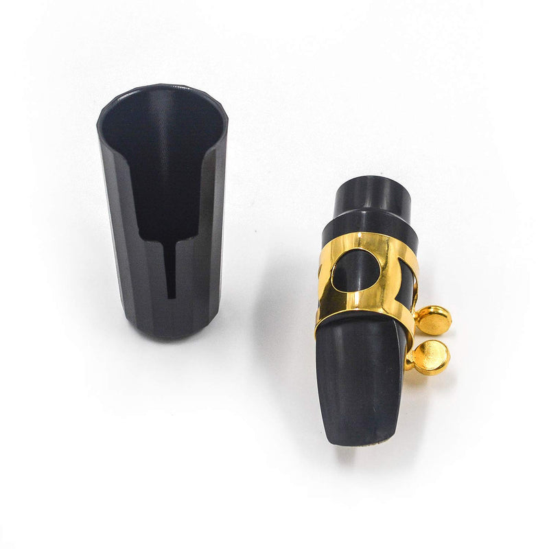 Geesatis Saxophone Mouthpiece Plastic Cap-Gold with Buckle Patches Pad Kit