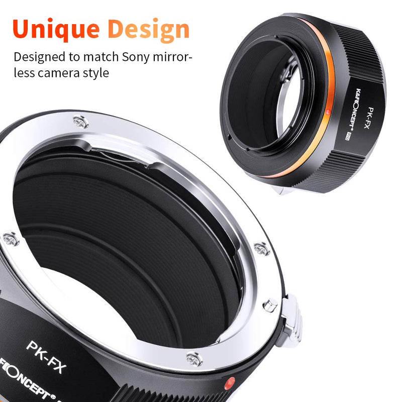 K&F Concept Lens Mount Adapter with Aperture Control Ring for Pentax PK Mount Lens to Fujifilm Fuji X-Series X FX Mount Cameras with Matting Varnish Design for Fuji XT2 XT20 XE3 XT1 X-T2 PK-FX