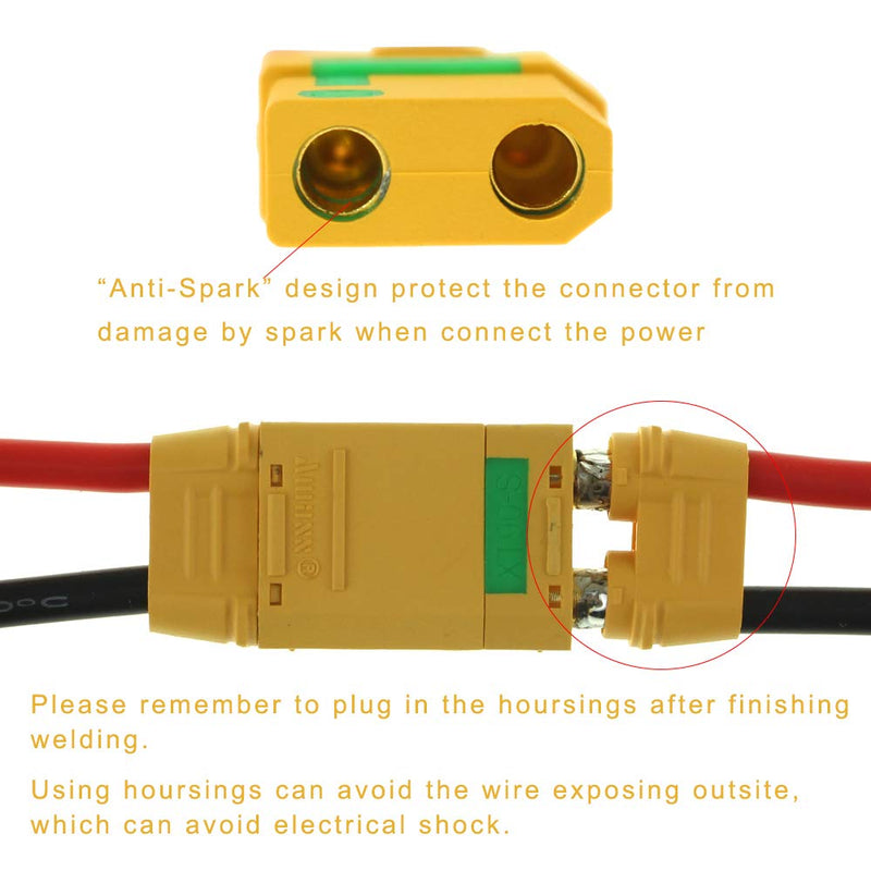 Amass 5 Pair XT90S XT90-S XT90 Connector Anti-Spark Male Female Connector for Battery, ESC and Charger Lead 5 Pairs XT90S