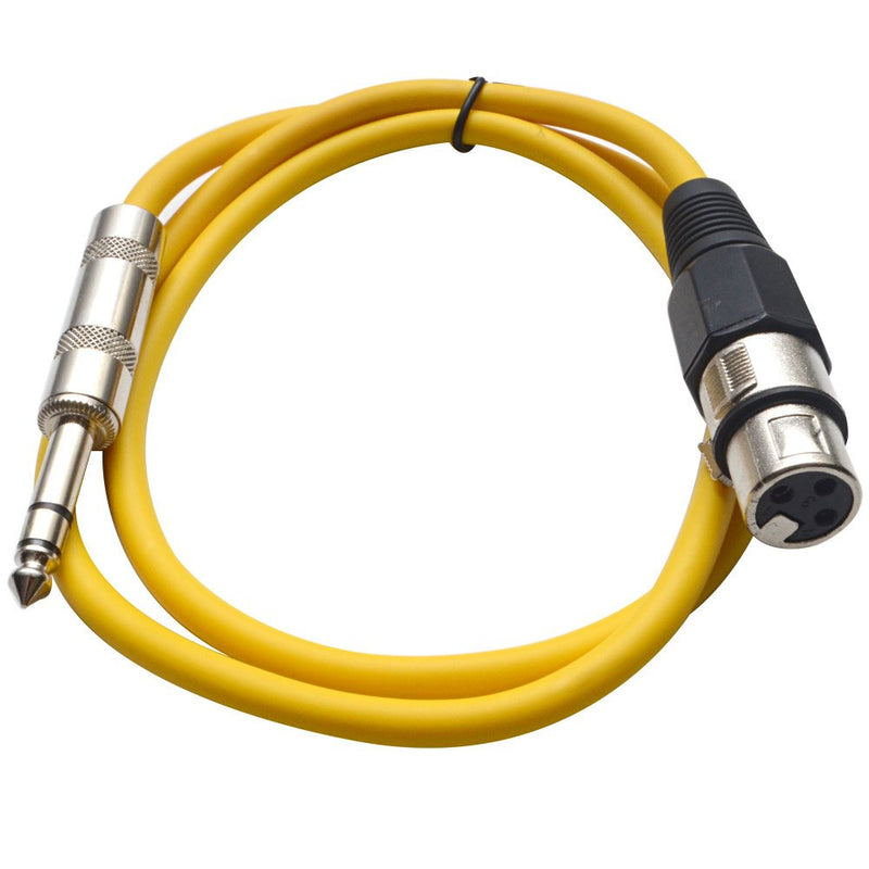 [AUSTRALIA] - Seismic Audio SATRXL-F2Yellow6 2-Feet XLR Female to 1/4-Inch TRS Patch Cables - Yellow 